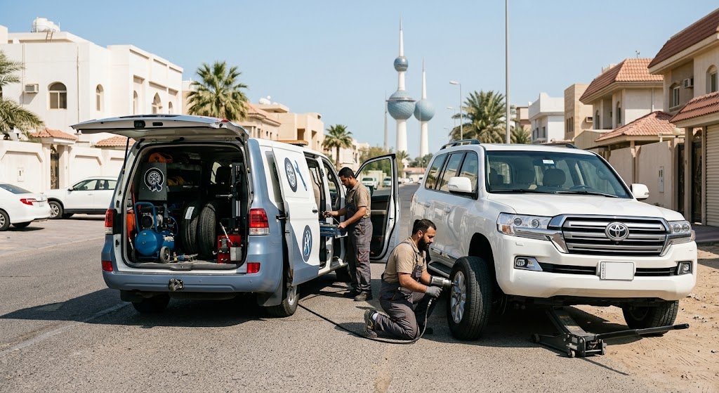 كيف تحصل على بنشر متنقل بالكويت في أقل من 10 دقائق؟