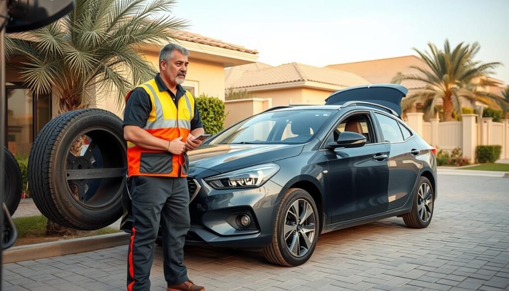 عميل يستفيد من خدمة بنشر متنقل أمام منزله