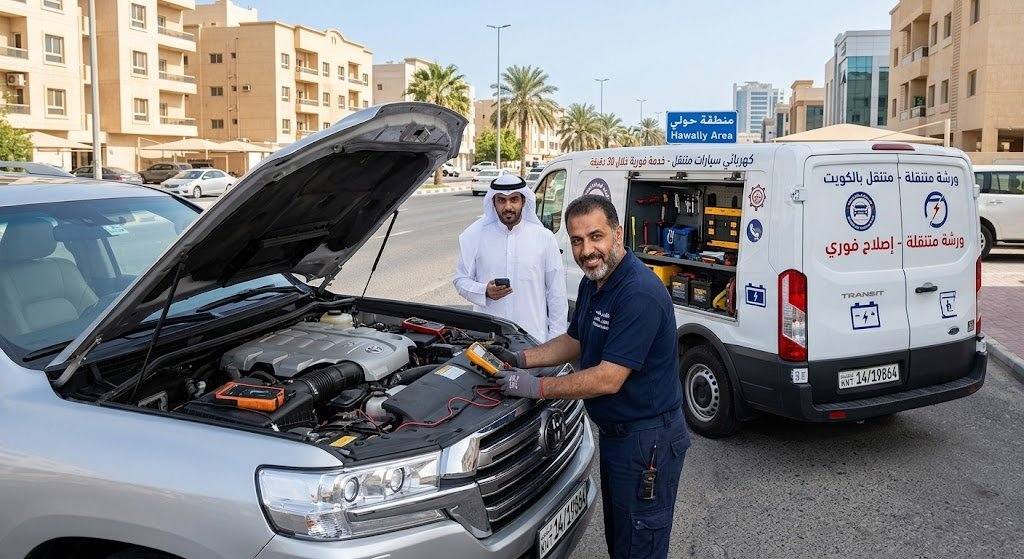 كهربائي سيارات متنقل بالكويت - خدمة فورية خلال 30 دقيقة